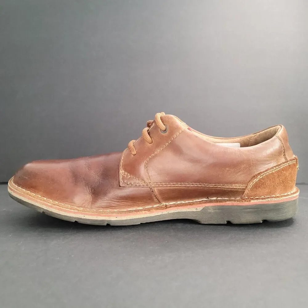 Clarks Mens Brown Leather Suede Oxford Shoes Size 13 M US 12 G UK Lace Up